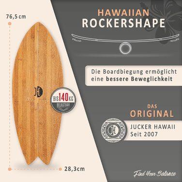 Балансборд JUCKER HAWAII Ocean Rocker, дерев'яний, нековзка поверхня, тренажер для рівноваги для дітей і дорослих, серфінг-дизайн