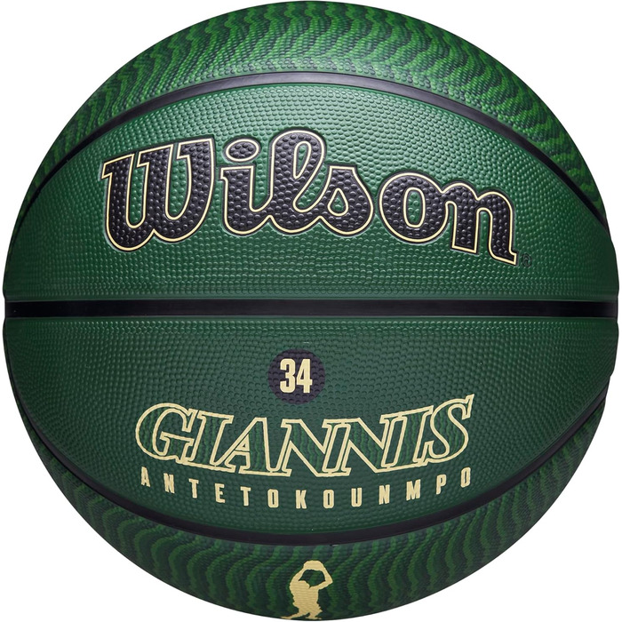 Баскетбольний м'яч Wilson NBA Player Icon для вулиці, розмір 7 (29,5'') та міні, Milwaukee Bucks