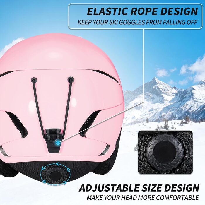 Шкільний шолом для сноуборду та лиж DXH811 з маскою та змінними навушниками, унісекс, захист від УФ, регульований, матовий рожевий (L)