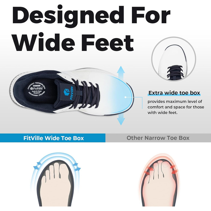 Чоловічі гольф-туфлі FitVille SpeedEx V4: широкі, зручні, дихаючі, для гольфу та спорту, розмір 40-49, сірі, білі, темно-сині