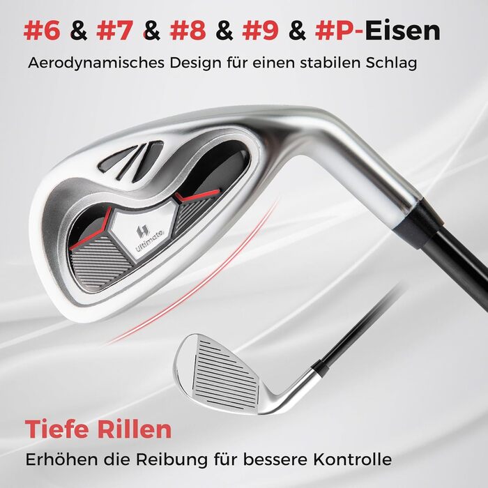 GYMAX Комплект жіночих гольф-клубів, 9-ти частинний, для правші. Включає 3 дерев'яні клюки (#1, 3, 4), 5 залізових (#6, 7, 8, 9, PW) та 1 паттер. З сумкою-підставкою та дощовим захистом, червоний колір.