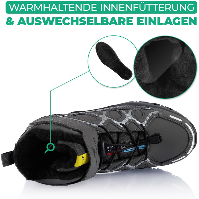 Черевики для ходьби жіночі та чоловічі, зимові, з утепленням, сірі та білі, 36 EU