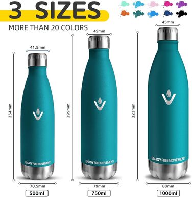 Фляга для води 750 мл, нержавіюча сталь, без BPA, з подвійними стінками, термофляга, для спорту, фітнесу, туризму, кемпінгу, їзди на велосипеді, моховий колір