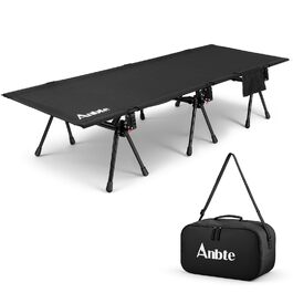 Кемпінгове ліжко Anbte: легке, розкладне, 190x70 см, алюміній, 2 положення висоти, до 180 кг, з сумкою