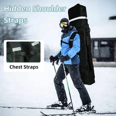 Чохол для сноуборда AUMTISC, чорний/синій, для сноубордів 155-180 см, водонепроникний, з регульованими ременями