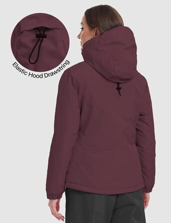 Жіноча лижна куртка GEMYSE з інтегрованими захисними ременями. Тепла водонепроникна вітронепроникна куртка-сніговик для активного відпочинку (XL, Темно-червоний)