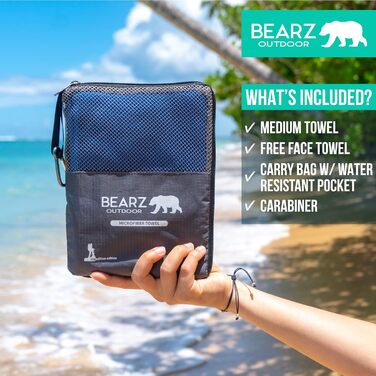 Швидковисихаюче туристичне рушник BEARZ, мікрофібра, для кемпінгу, подорожей, фітнесу, йоги (Space Gray) (Königsblau (2 шт.))