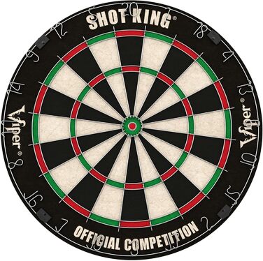 Набір для дартсу Shot King: класична мішень з натурального сизалю 45 см, сталеві наконечники, дротове кріплення, 6 дротиків, чорна