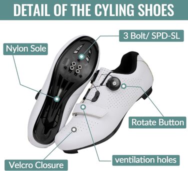 Велосипедні шкарпетки FANSU для чоловіків та жінок, велотуфлі з Delta-кріпленнями, сумісні з педалями Look SPD-SL Delta Lock та Peloton (45 EU, Білий)