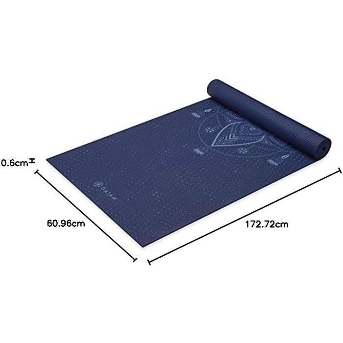 Йога мат Gaiam Premium 6 мм з малюнком, антиковзка, для йоги, пілатесу та фітнесу (172 x 61 x 6 мм)