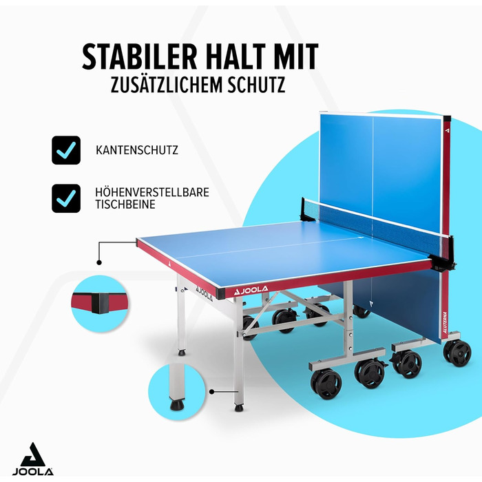 Стіл для пінг-понгу JOOLA ALUTERNA Single: професійний, вуличний, з алюмінієво-пластиковою поверхнею 6 мм та складаним підсвільником