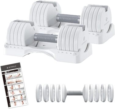 Набір регульованих гантелей BYZOOM FITNESS 2×5 кг, компактні 5-в-1 для дому, силові та функціональні тренування, для початківців