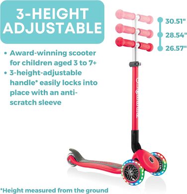 Дитячий самокат Globber Primo FOLDABLE LIGHTS, складаний, з підсвіткою, 3 колеса, для дітей 3-6 років