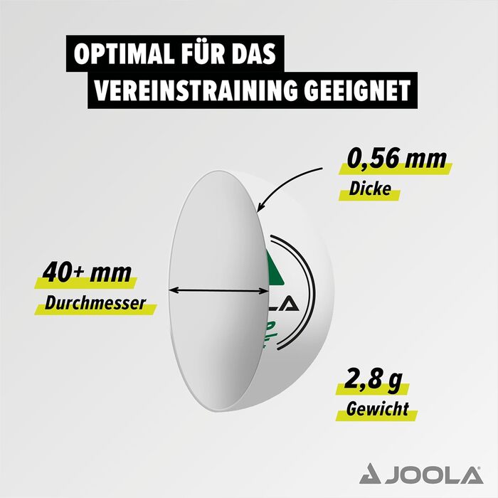 JOOLA Flip 40+ тенісні м'ячі для настільного тенісу, білі, універсальні, для дорослих та дітей