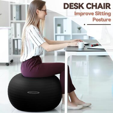 Фітбол для гімнастики BalanceFrom, розмір L, 58-65 см, 90 г, антиковзаюча поверхня, з насосом