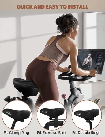 Надвелике велосипедне сидіння для Peloton Bike & Bike+ – комфортне замінне сидіння для чоловіків та жінок, широке велосипедне сідло, сумісне з аксесуарами Peloton, для тренувальних, електро- та круїзерних велосипедів (Чорний)