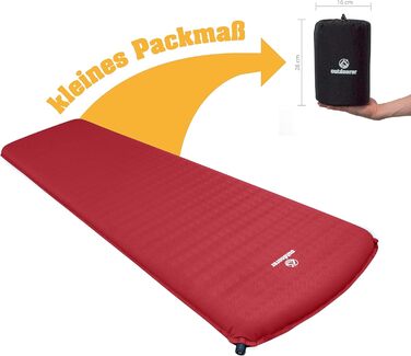 Outdoorer Trek Bed 2 - Ultraleicht Isomatte, 5 см, самонадувна, для трекінгу та кемпінгу (Зелений/Червоний)