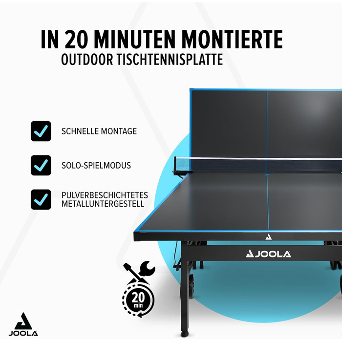 Стіл для настільного тенісу JOOLA Pro Outdoor - професійний, вологостійкий, з алюмінієво-пластиковою поверхнею 6 мм та складним підсвільником, сітка ALU PRO Single в комплекті