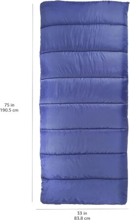 Спальний мішок Amazon Basics 4 сезони, для холодної та теплої погоди, для кемпінгу та піших прогулянок, прямокутний, блакитний