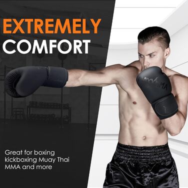 Боксерські рукавички MaxxMMA Pro Style для чоловіків та жінок, 10 унцій, чорні. Ідеально для тренувань, спарингу, муай-тай, кікбоксингу та роботи з мішком.