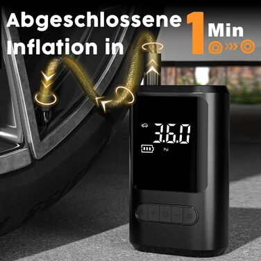 Портативний електричний насос ZORUMAN 6000mAh, 150PSI з цифровим дисплеєм та ліхтариком для авто, мотоциклів, велосипедів і м'ячів