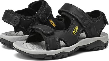 Чоловічі сандалі з натуральної шкіри для трекінгу та пляжу. Легкі, дихаючі сандалі для активного відпочинку та літніх прогулянок. Розмір 41 EU, чорний колір.