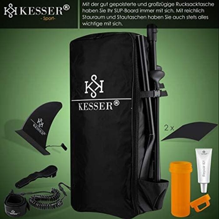 KESSER® Надувна SUP-дошка для веслування стоячи, преміум, 6 дюймів, набір з аксесуарами, до 130 кг, для водного спорту