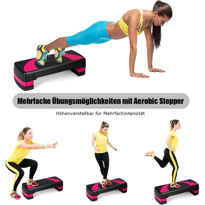 STEPPER COSTWAY: регульована платформа для степу, рожевий, до 250 кг