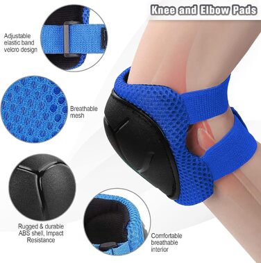 Набір захисту для катання на роликах та скейтборді Choneret 6er: наколінники, налокітники, рукавички. Розміри M, M, L. Колір: зелений, синій