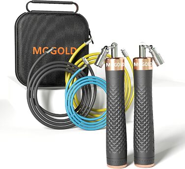 Набір скакалок з обтяженням, 3 PVC-кабелі, 299,7 см, нековзні ручки з швидким закриттям, сумка для перенесення, чорно-червоний/Подорож, однотонний (Getaway Solids)