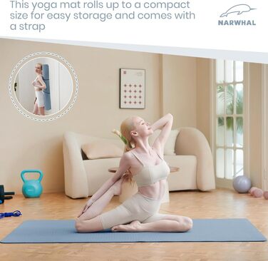 Килимок для йоги Narwhal XXL, TPE, 190x80 см, нековзний, для фітнесу та занять спортом