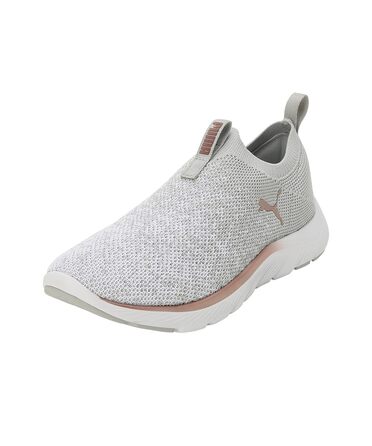 Жіночі кросівки Puma Softride Remi Slip-on Knit — вузкові бігові кеди для вулиці, сірі з білим та рожевим золотом, розмір 39 EU