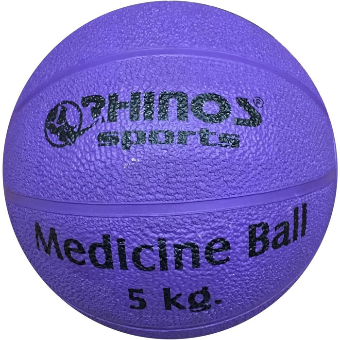Медичний м'яч RHINOS 5 кг фіолетовий для фітнесу, гімнастики, тренувань
