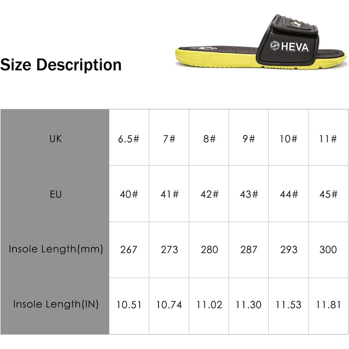 HEVA Шльпанці чоловічі літні сандалі (45 EU, чорний/лимонний)