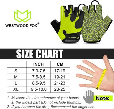 Велосипедні рукавички WESTWOOD FOX, напівпальцеві, унісекс, з підкладками на ручках, нековзна долоня, для їзди на велосипеді, літні, MTB, для чоловіків та жінок, без пальців, короткі, для гірського велосипеда (XL, Papagei)