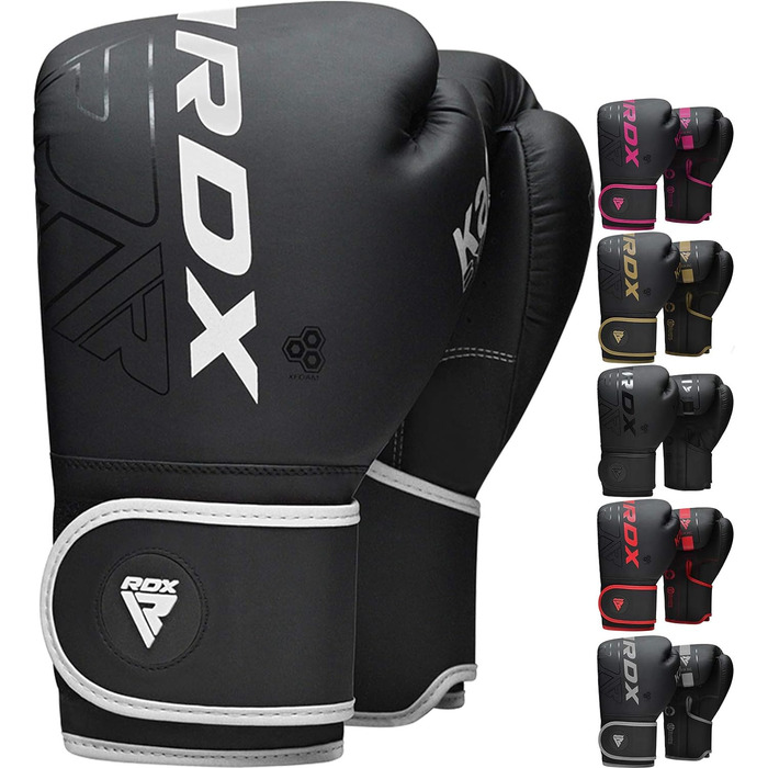 Дитячі боксерські рукавички RDX KARA 6oz для муай-тай, кікбоксингу, спарингу, MMA, з екошкіри Maya Hide, чорні/білі