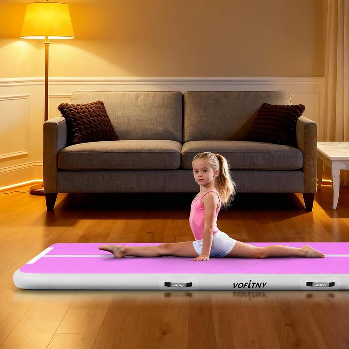Надувна гімнастична килимок VOFiTNY товщиною 10/20 см для дому, парку, води. Рожевий/зелений.