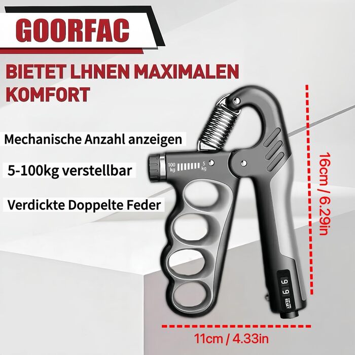 Handtrainer Fingertrainer: Розширювач для рук та передпліч (5-100 кг), тренажер для пальців, масажні м'ячики для реабілітації кисті