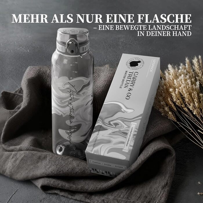 Дитяча пляшка для води UZSPACE 600 мл, спортивна, без витоку, з одноручним керуванням, для газованої води, миється в посудомийній машині, для школи та активного відпочинку, білий колір