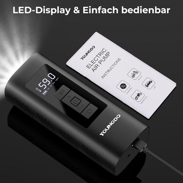 Електричний компресор-насос YOUNGDO 6000mAh, 150 PSI для велосипеда, авто, мотоцикла, м'ячів