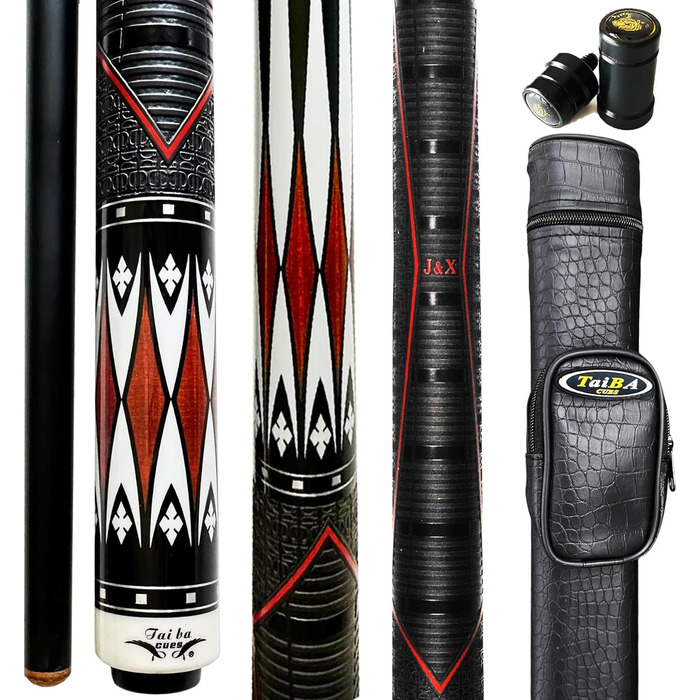 Більярдний кий Tai Ba Cues 58'' з чохлом, дерев'яний канадський клен, 19 oz, PU-покриття, 13mm шкіряний наконечник, Магоні