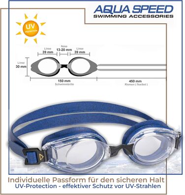 Плавальні окуляри Aqua Speed LUMINA з діоптріями для дорослих, індивідуальний підбір лінз для короткозорості, azure dotted, прозорі