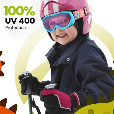 Дитяча лижна маска OutdoorMaster, сумісна з шоломом, для хлопчиків і дівчаток, 100% UV-захист, VLT 46.1%