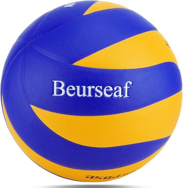 Волейбольний м'яч Beurseaf Soft Touch для пляжу та залу, розмір 5, блакитний та жовтий