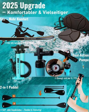 Надувний SUP-борд BEYOND MARINA 2-в-1 з сидінням, аксесуари, 320x81x15 см, білий