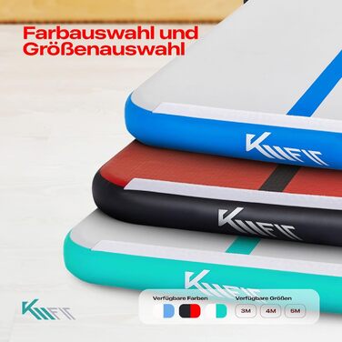Надувний мат для гімнастики KM Fit Airtrack 10 см, 3/4/5 м, з електричною помпою, сумкою та ремкомплектом, UV-захист, для тренувань і фітнесу
