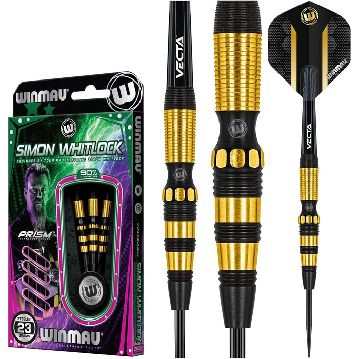 WINMAU Simon Whitlock Dynamic Special Edition 23 г професійні вольфрамові дартси з оперенням і стрижнями