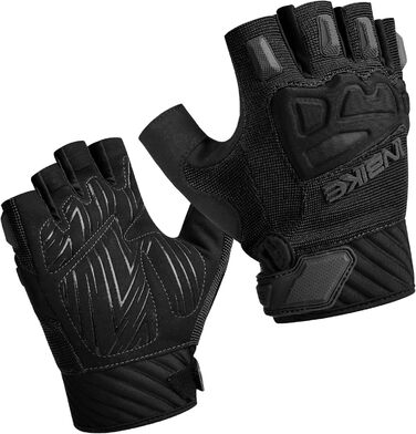 Рукавички INBIKE напівпальцеві гнучкі для велоспорту, мотокросу, фітнесу, тренувань, альпінізму з захистом пальців TPR та SCR, чорний, розмір M