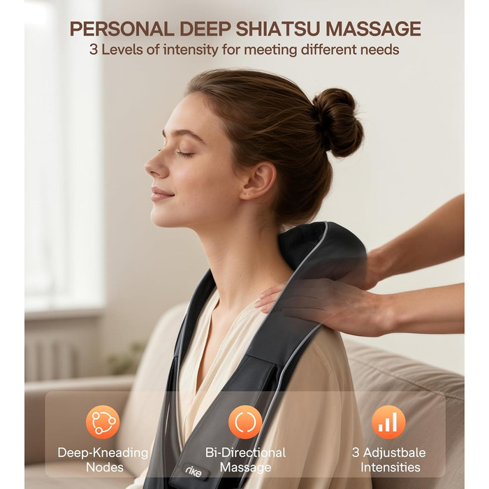 Масажер для шиї з підігрівом Shiatsu: для спини, плечей, дому та офісу. Ідеальний подарунок для тата, чоловіка, жінки.