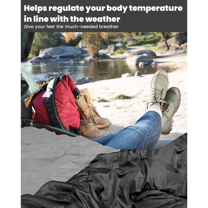 Сплячий мішок Outdoor Sportneer для дорослих та дітей - легкий, зручний, для кемпінгу, піших прогулянок, 220x80см, чорний+сірий